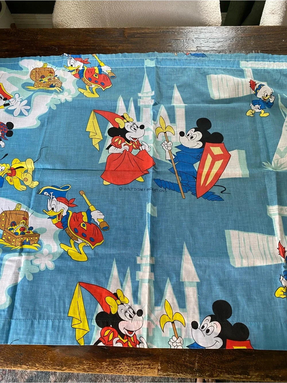 Vintage 1960s Set of 3 Walt Disney Mickey Mouse Disneyland Curtain Panels